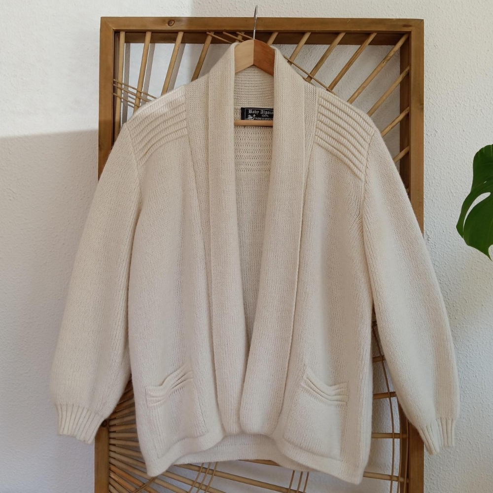 Vintage Peruvian Alpaca Wool Cardigan Sweater
